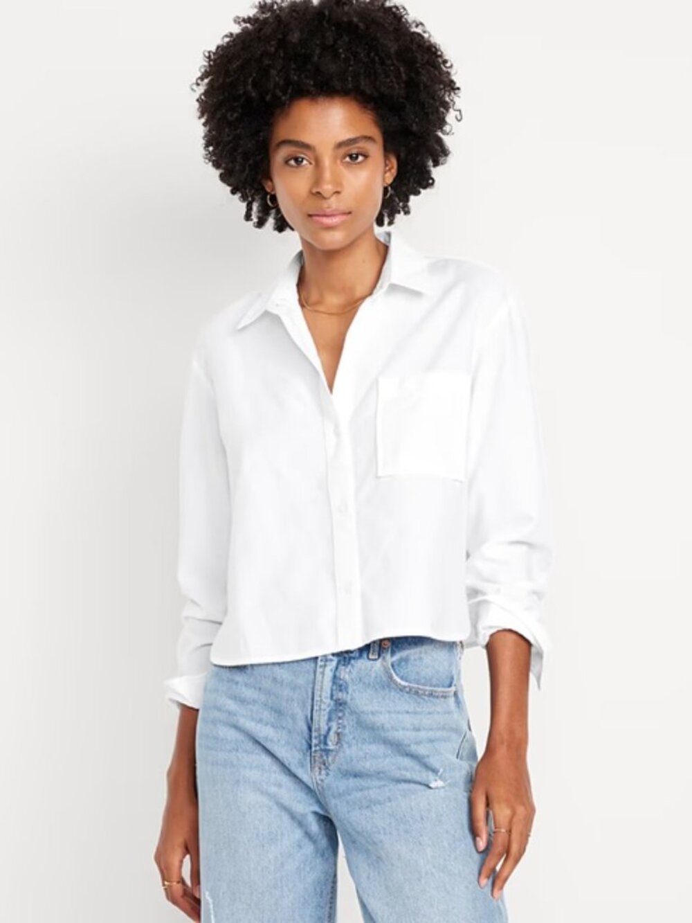 Old Navy Cropped Button-Down Oxford Shirt Size XL